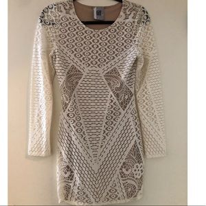 White long sleeve burnout dress